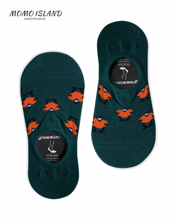 MoMo Island Comfortable Dark Green Invisible Socks with Cute Patterns