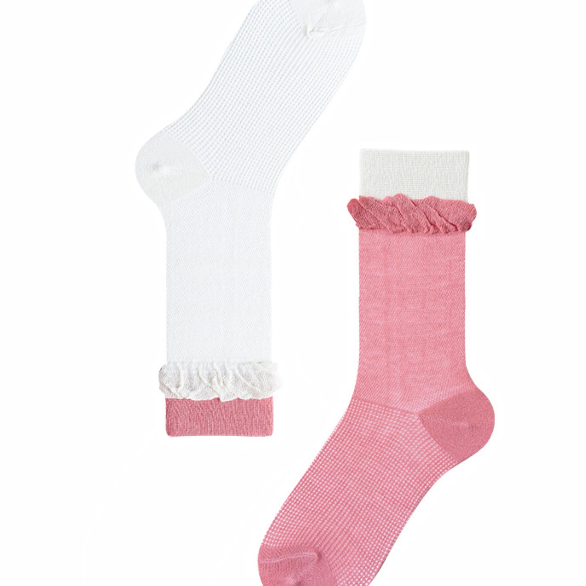MoMo Island Women's Crew Socks: High - Comfort, Stylish Ruffled Cuff Prints