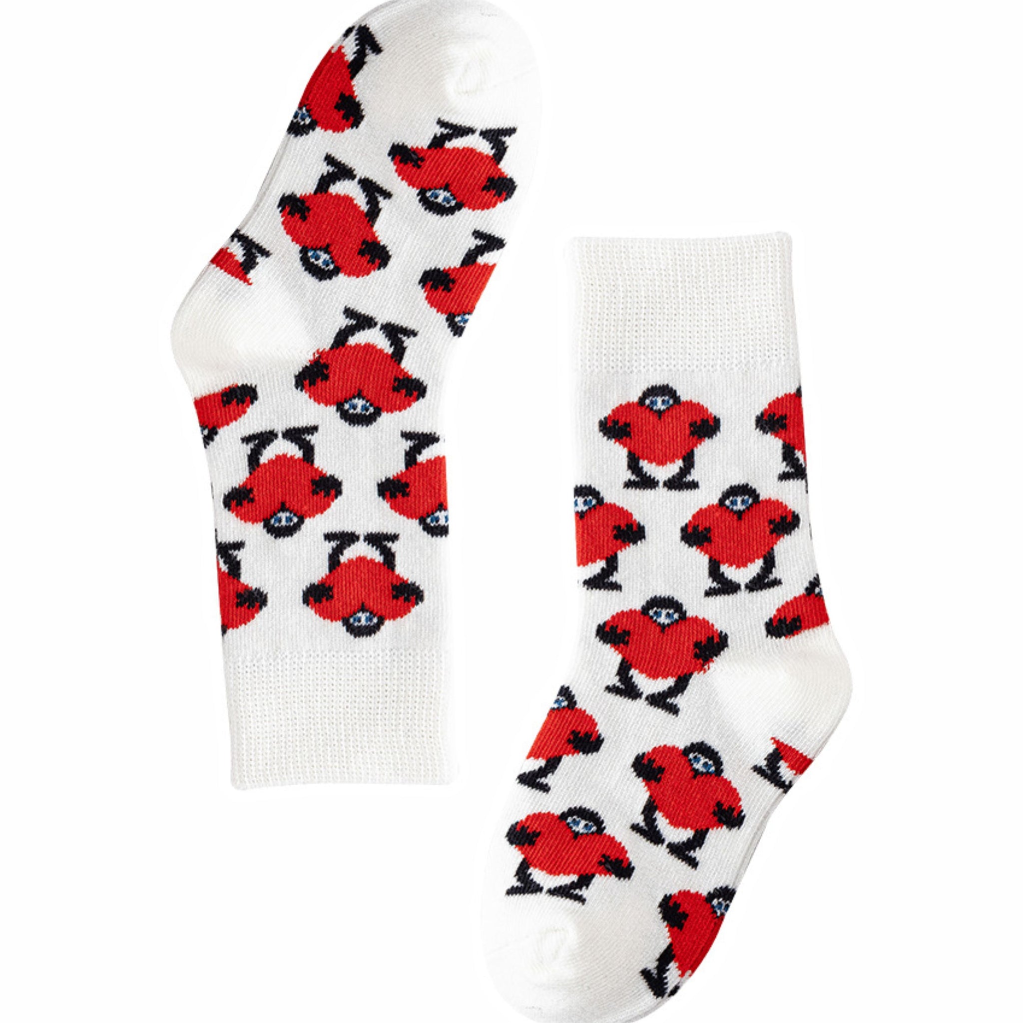 MoMo Island Children's Soft Red Character Themed White Socks